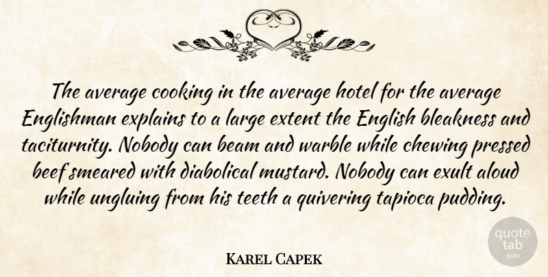 Karel Capek Quote About Average, Cooking, Insulting: The Average Cooking In The...