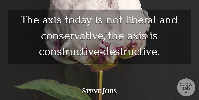Steve Jobs Quote About Axes, Today, Conservative: The Axis Today Is Not...