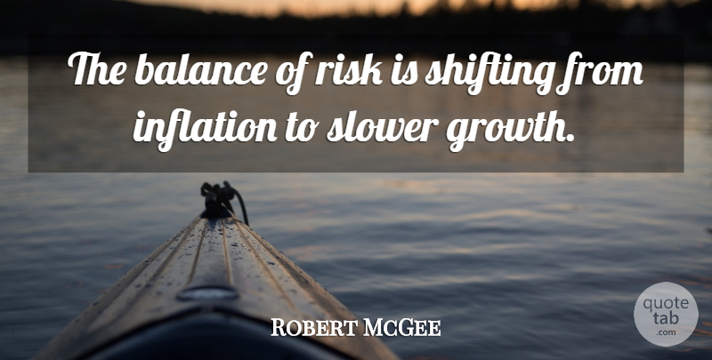 Robert McGee Quote About Balance, Inflation, Risk, Shifting, Slower: The Balance Of Risk Is...