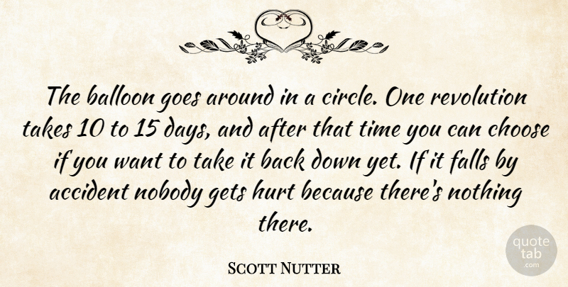Scott Nutter Quote About Accident, Balloon, Choose, Falls, Gets: The Balloon Goes Around In...