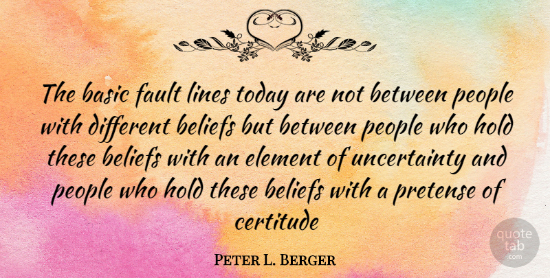 Peter L. Berger Quote About People, Elements, Lines: The Basic Fault Lines Today...