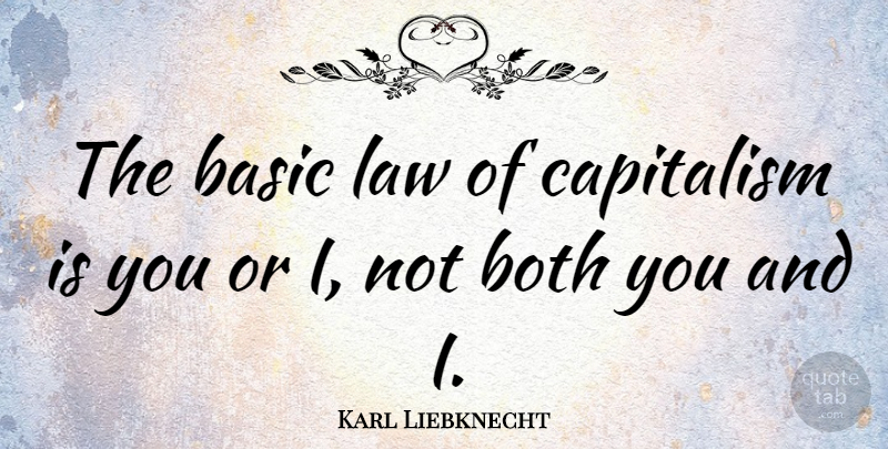 Karl Liebknecht Quote About Law, Capitalism: The Basic Law Of Capitalism...