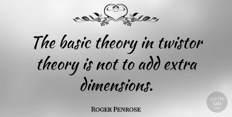 Roger Penrose Quote About Dimensions, Add, Theory: The Basic Theory In Twistor...