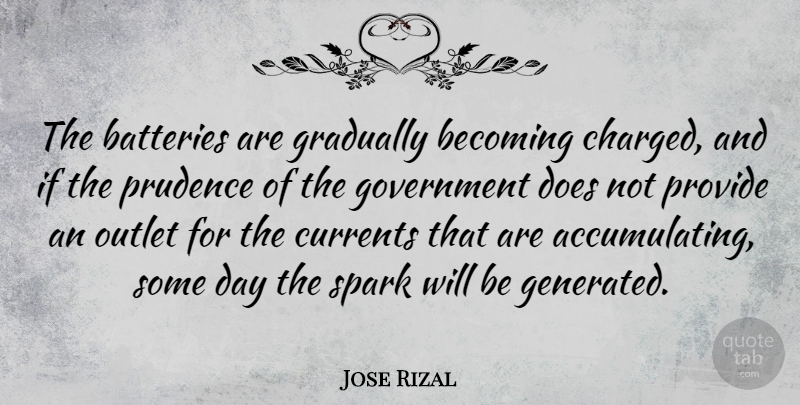 Jose Rizal Quote About Batteries, Currents, Government, Gradually, Outlet: The Batteries Are Gradually Becoming...