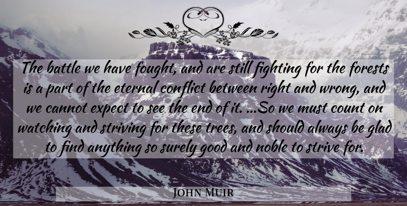 John Muir Quote About Fighting, Tree, Watches: The Battle We Have Fought...