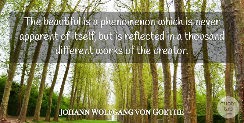 Johann Wolfgang von Goethe Quote About Beautiful, Different, Thousand: The Beautiful Is A Phenomenon...