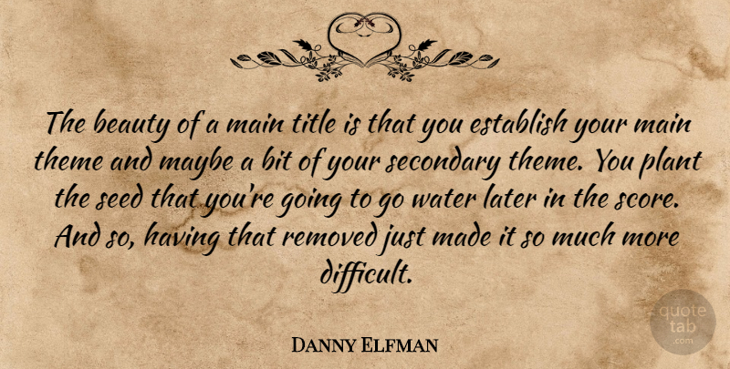 Danny Elfman Quote About American Musician, Beauty, Bit, Establish, Later: The Beauty Of A Main...