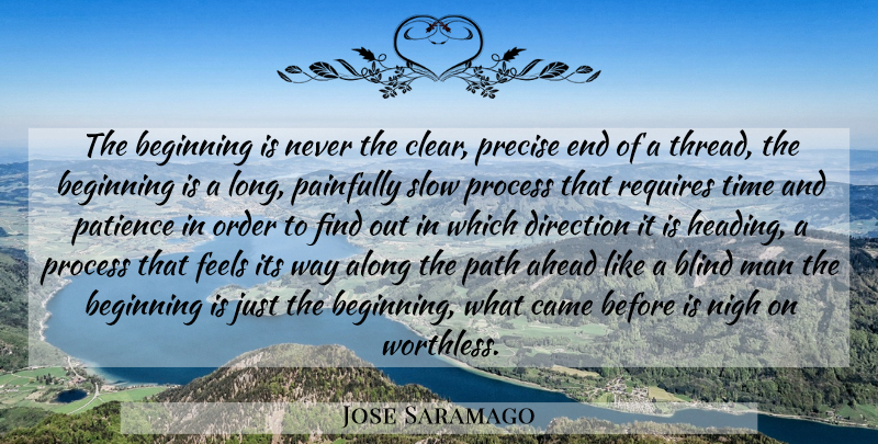 Jose Saramago Quote About Men, Order, Long: The Beginning Is Never The...