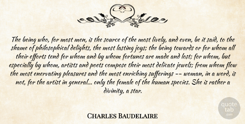 Charles Baudelaire Quote About Stars, Philosophical, Men: The Being Who For Most...