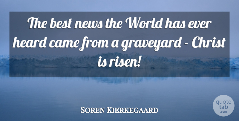 Soren Kierkegaard Quote About News, World, Christ: The Best News The World...