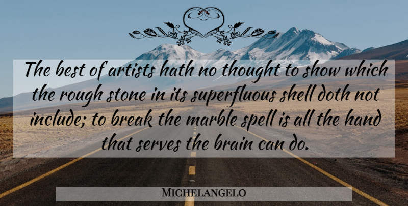 Michelangelo Quote About Artist, Hands, Brain: The Best Of Artists Hath...