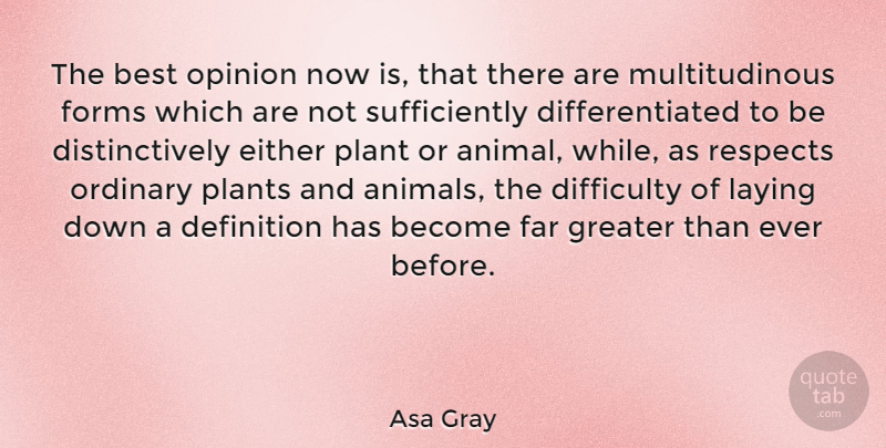 Asa Gray Quote About Animal, Definitions, Laying Down: The Best Opinion Now Is...