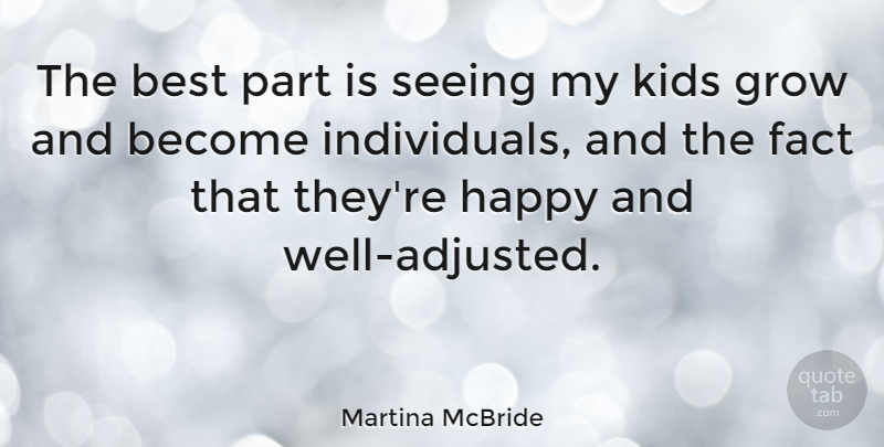 Martina McBride Quote About Best, Fact, Kids, Seeing: The Best Part Is Seeing...