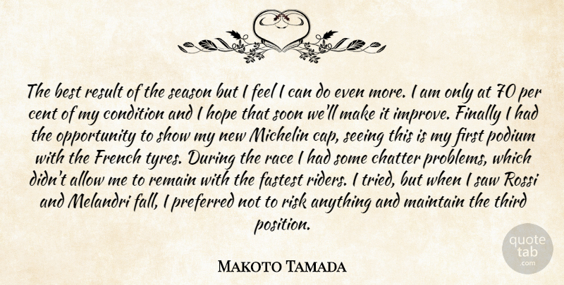 Makoto Tamada Quote About Allow, Best, Cent, Chatter, Condition: The Best Result Of The...