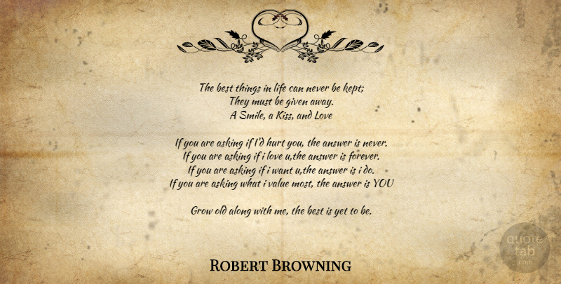 Robert Browning Quote About Girlfriend, Hurt, Kissing: The Best Things In Life...