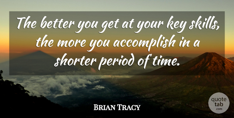 Brian Tracy Quote About Skills, Keys, Periods: The Better You Get At...