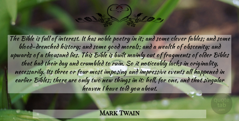 Mark Twain Quote About Clever, Lying, Blood: The Bible Is Full Of...