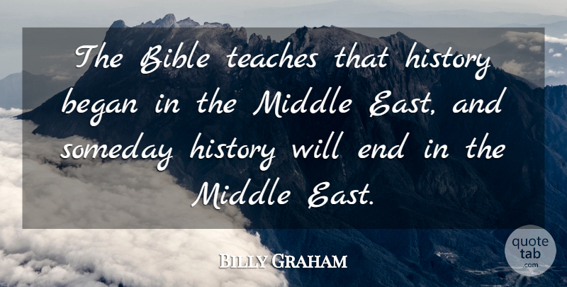 Billy Graham Quote About East, Someday, Middle: The Bible Teaches That History...
