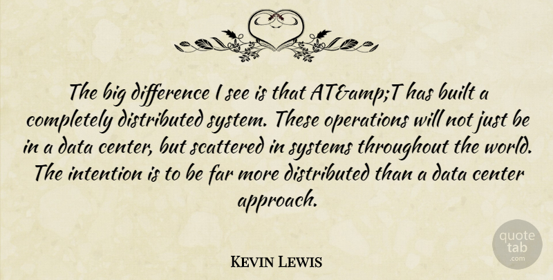 Kevin Lewis Quote About Built, Center, Data, Difference, Far: The Big Difference I See...