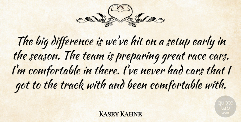 Kasey Kahne Quote About Cars, Difference, Early, Great, Hit: The Big Difference Is Weve...