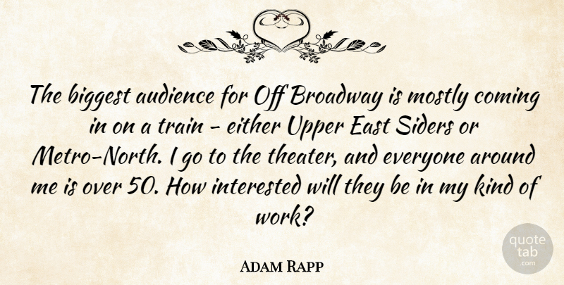 Adam Rapp Quote About Biggest, Broadway, Coming, East, Either: The Biggest Audience For Off...