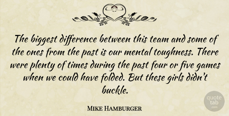 Mike Hamburger Quote About Biggest, Difference, Five, Four, Games: The Biggest Difference Between This...