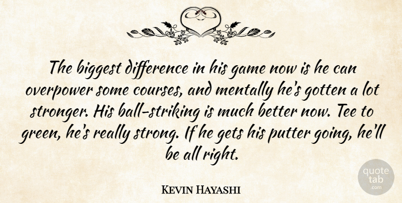 Kevin Hayashi Quote About Biggest, Difference, Game, Gets, Gotten: The Biggest Difference In His...