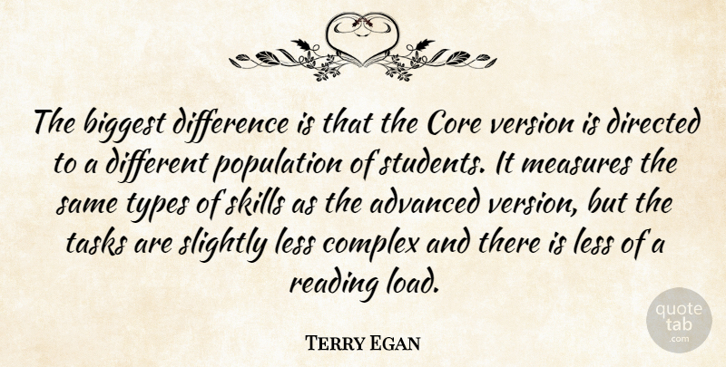 Terry Egan Quote About Advanced, Biggest, Complex, Core, Difference: The Biggest Difference Is That...