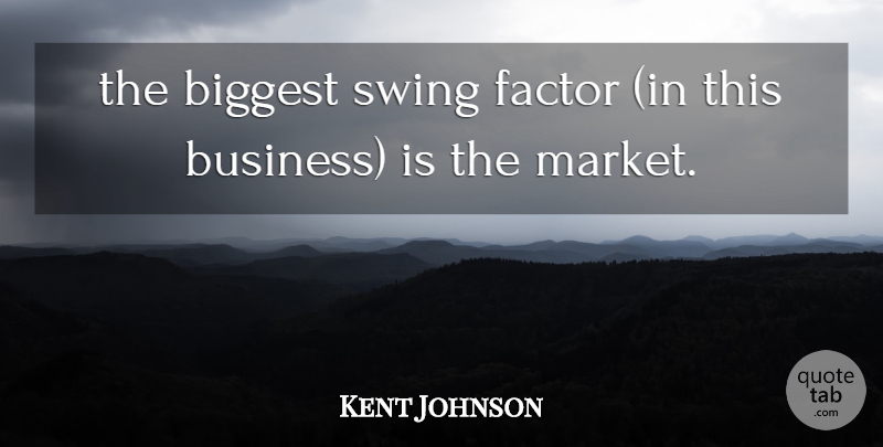 Kent Johnson Quote About Biggest, Factor, Swing: The Biggest Swing Factor In...