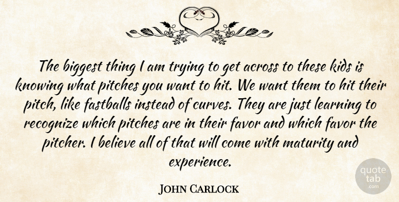 John Carlock Quote About Across, Believe, Biggest, Favor, Hit: The Biggest Thing I Am...