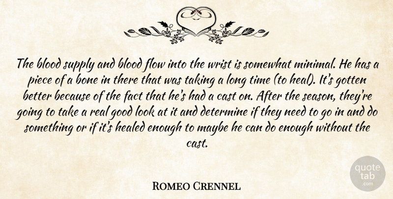 Romeo Crennel Quote About Blood, Bone, Cast, Determine, Fact: The Blood Supply And Blood...