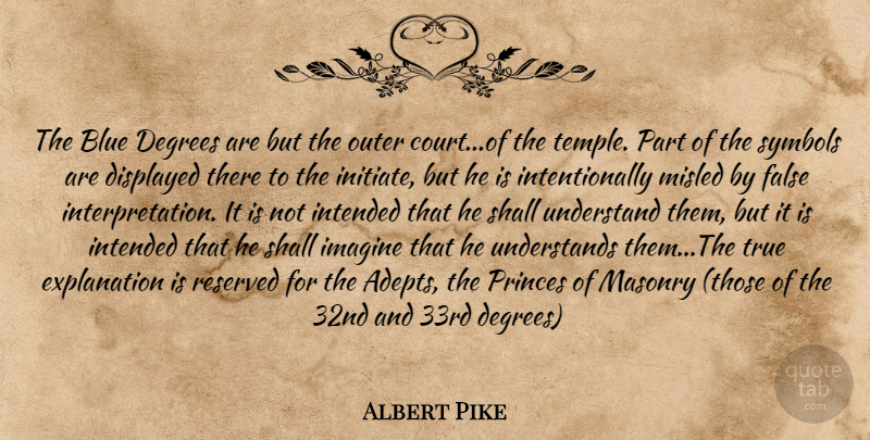Albert Pike Quote About Blue, Temples, Degrees: The Blue Degrees Are But...