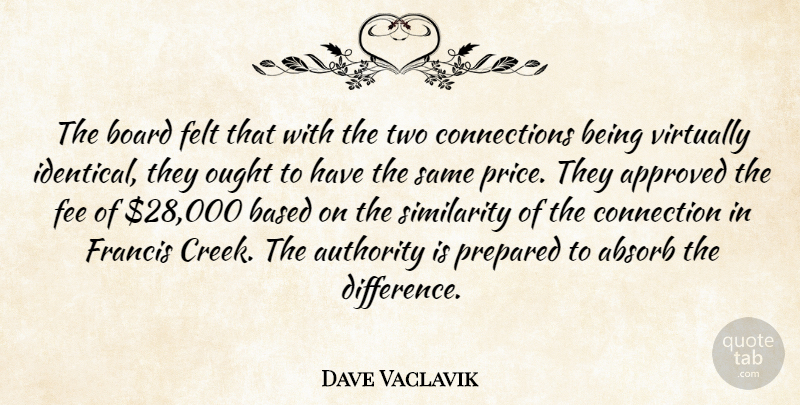 Dave Vaclavik Quote About Absorb, Approved, Authority, Based, Board: The Board Felt That With...