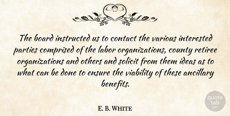 E. B. White Quote About Board, Contact, County, Ensure, Ideas: The Board Instructed Us To...