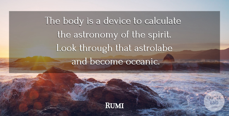 Rumi Quote About Looks, Body, Spirit: The Body Is A Device...
