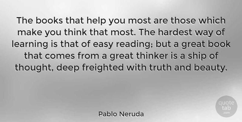 Pablo Neruda Quote About Inspirational, Beauty, Book: The Books That Help You...