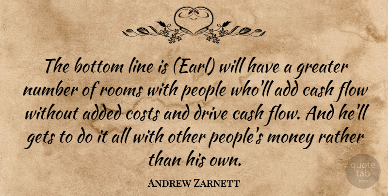 Andrew Zarnett Quote About Add, Added, Bottom, Cash, Costs: The Bottom Line Is Earl...