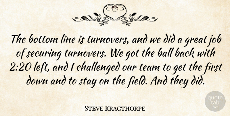 Steve Kragthorpe Quote About Ball, Bottom, Challenged, Great, Job: The Bottom Line Is Turnovers...