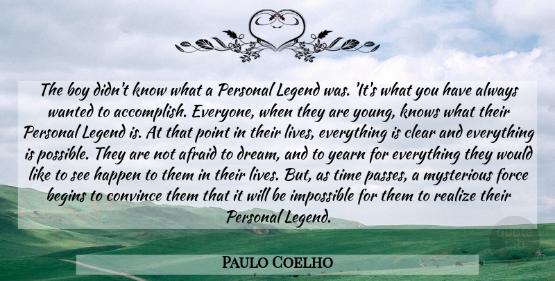 Paulo Coelho Quote About Dream, Boys, Alchemist: The Boy Didnt Know What...