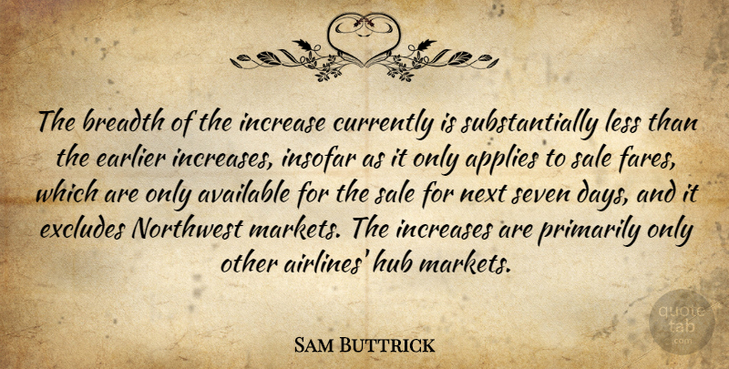 Sam Buttrick Quote About Applies, Available, Breadth, Currently, Earlier: The Breadth Of The Increase...
