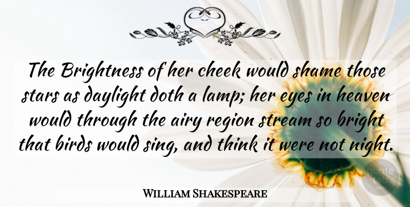William Shakespeare Quote About Stars, Eye, Night: The Brightness Of Her Cheek...