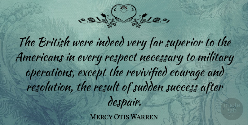 Mercy Otis Warren Quote About Military, Despair, Resolution: The British Were Indeed Very...