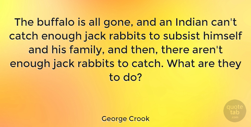 George Crook Quote About Buffalo, Catch, Himself, Jack, Subsist: The Buffalo Is All Gone...