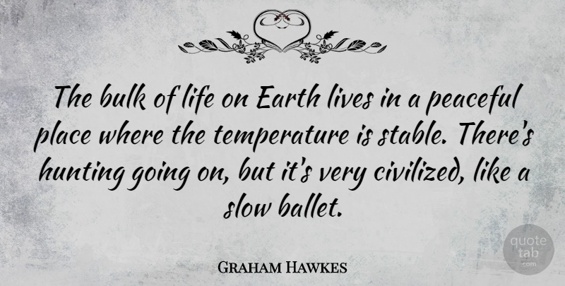 Graham Hawkes Quote About Bulk, Life, Lives, Peaceful, Slow: The Bulk Of Life On...