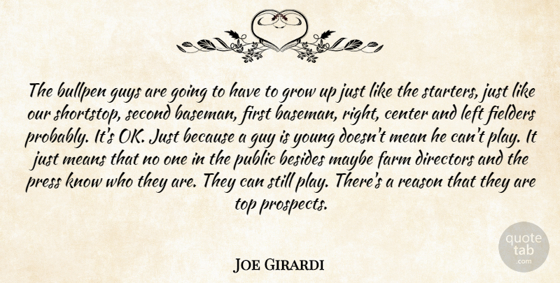 Joe Girardi Quote About Besides, Bullpen, Center, Directors, Farm: The Bullpen Guys Are Going...