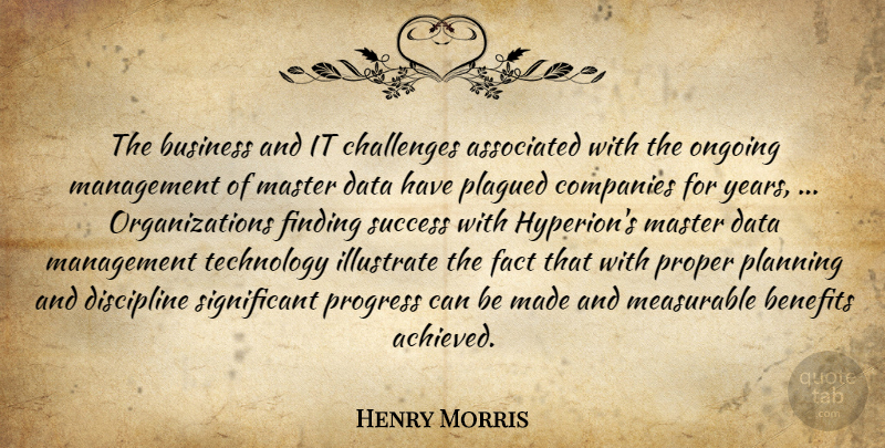 Henry Morris Quote About Associated, Benefits, Business, Challenges, Companies: The Business And It Challenges...