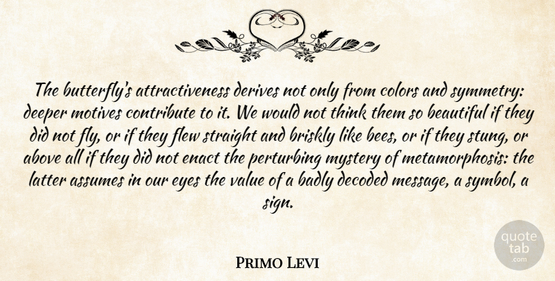Primo Levi Quote About Beautiful, Butterfly, Eye: The Butterflys Attractiveness Derives Not...