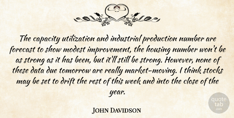 John Davidson Quote About Capacity, Close, Data, Drift, Due: The Capacity Utilization And Industrial...