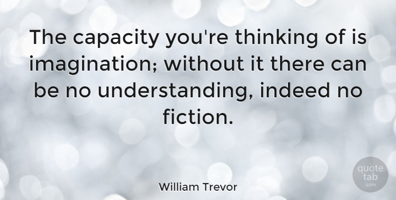 William Trevor Quote About Thinking, Imagination, Understanding: The Capacity Youre Thinking Of...