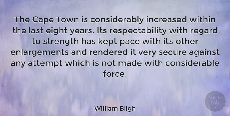 William Bligh Quote About Eight, Years, Capes: The Cape Town Is Considerably...